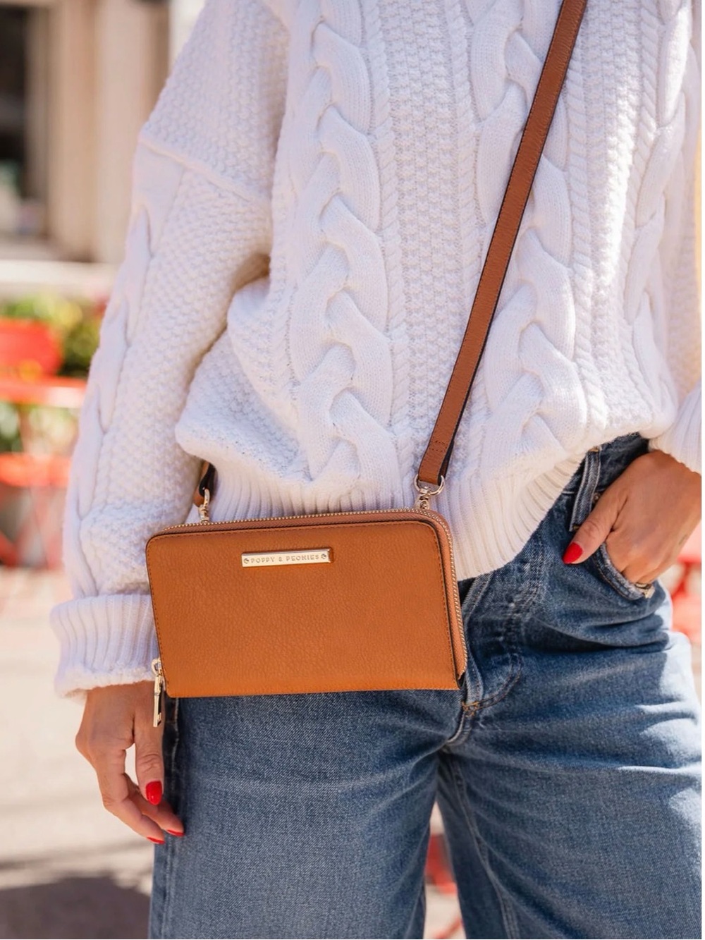 Poppy & Peonies ESSENTIAL WALLET cognac